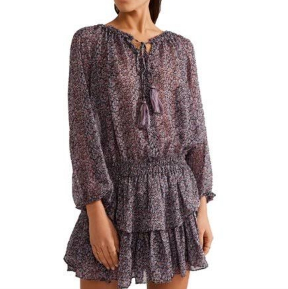 LoveShackFancy Dresses & Skirts - Loveshackfancy Floral Black Mini Silk Dress Size Small